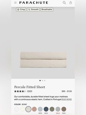 Parachute Percale fitted sheet - KING - Bone